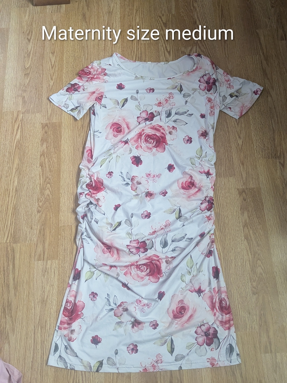 Floral Maternity Dress in White and Pink